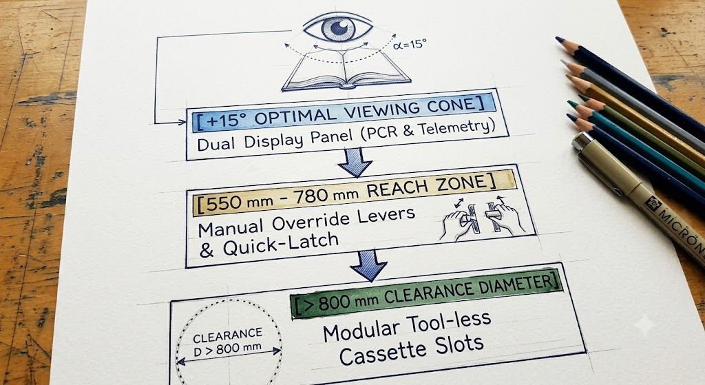 Figure 3: Crew Interface Layout & Ergonomic Reach Zone