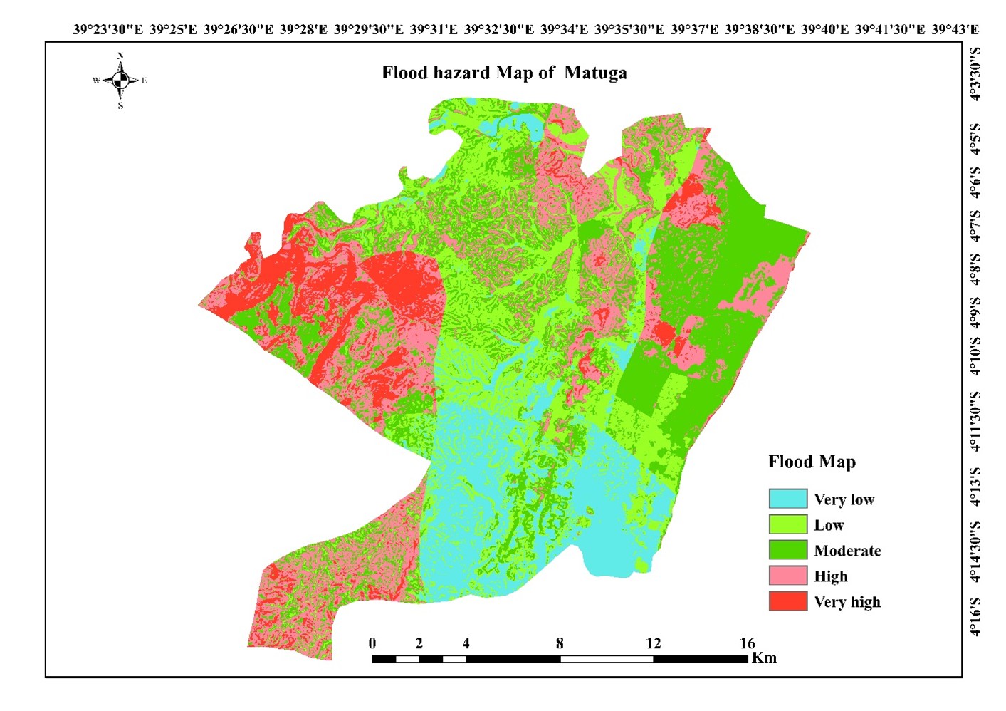 Flood risk map for Matuga in Kenya