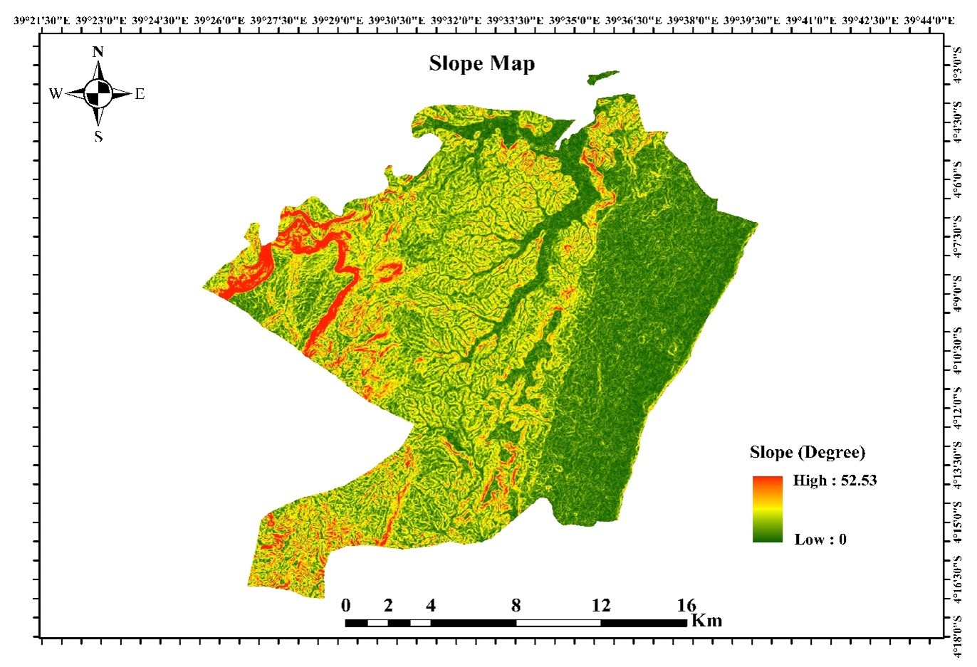 Slope map for Matuga in Kenya