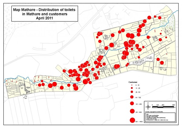 Map of latrines in Mathare, Kenya