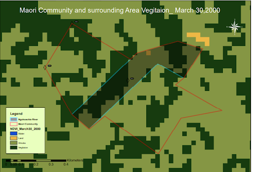 NDVI Analysis on the lands of the Maori community and the surrounding area
