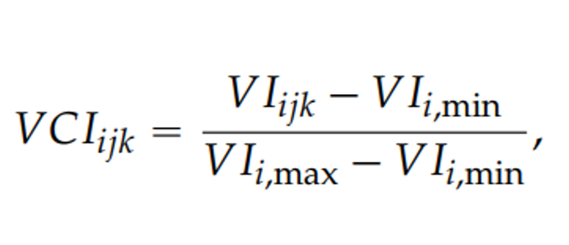 Image displays the formula to calculate the VCI