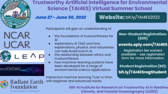 Trustworthy Artificial Intelligence for Environmental Science (TAI4ES) Virtual Summer School