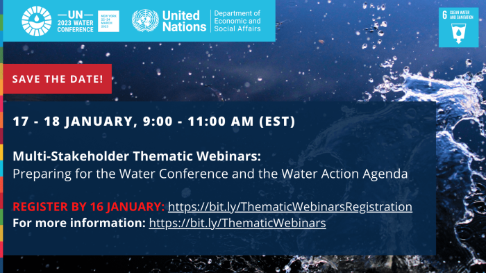 Multi-Stakeholder Thematic Webinars: Preparing for the Water Conference and the Water Action Agenda