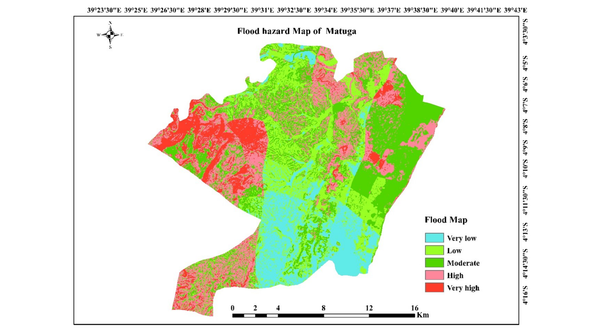 Flood risk map for Matuga in Kenya