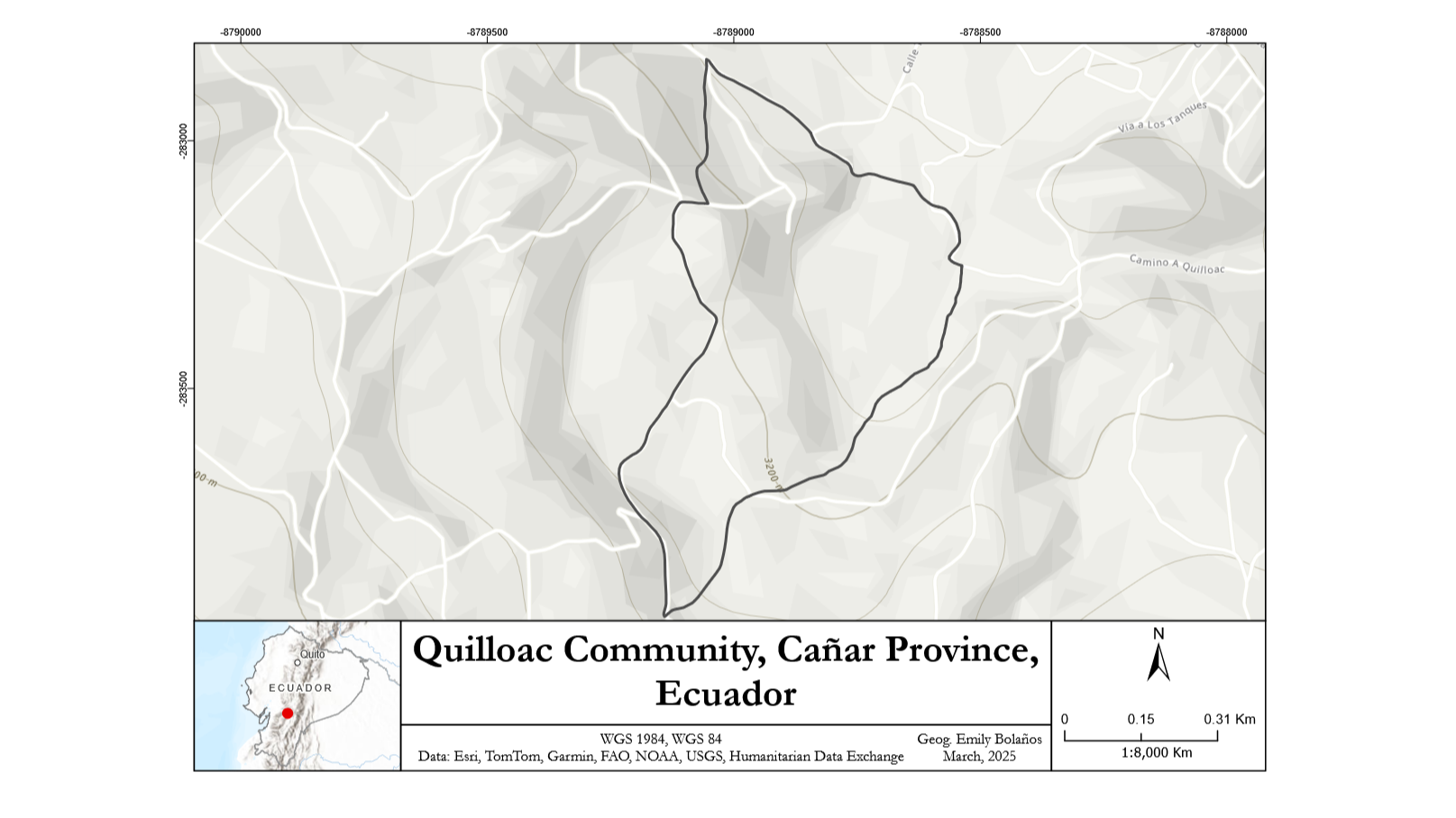 Map of Quilloac Community in Ecuador